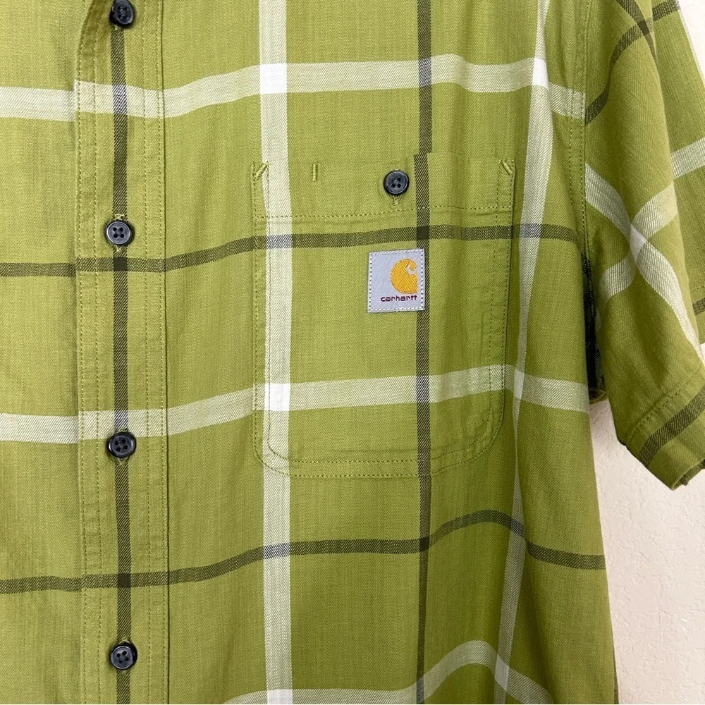 Carhartt Men’s Rugged Flex Short Sleeve Plaid Button Down Size XL